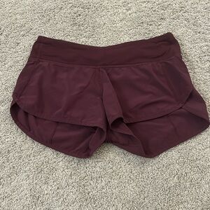 Maroon lululemon speed up shorts